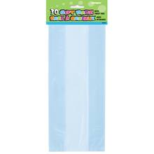 Metallic Silver Paper Party Bags Baby Blue Cellophane Bags 30ct